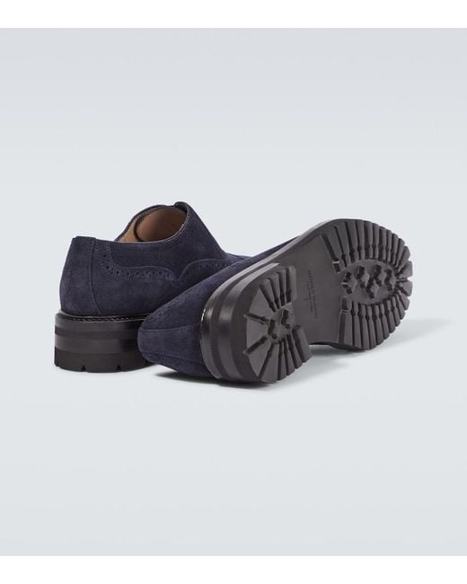 Manolo Blahnik Blue Norton Suede Brogues for men