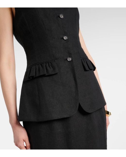 Posse Black Matilda Ruffled Linen Vest