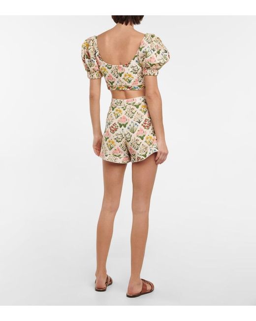 Agua Bendita Multicolor Floral-print Cropped Top