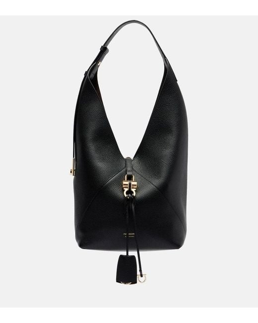 Ferragamo Black Origami Medium Leather Tote Bag