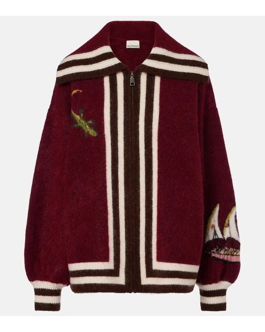 ALÉMAIS Red X Mokshini Mohair And Wool-Blend Cardigan