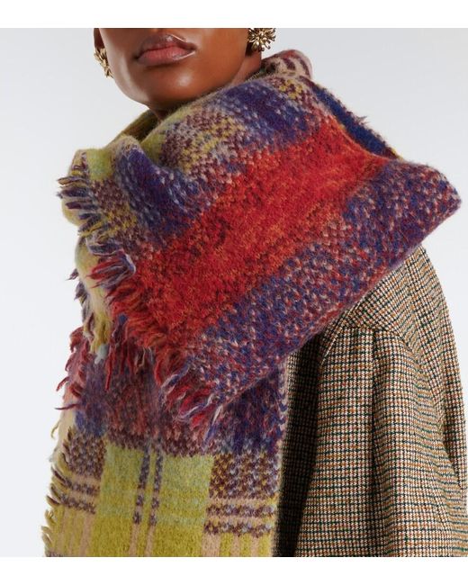 Dries Van Noten Multicolor Checked Fringed Wool And Alpaca-Blend Scarf