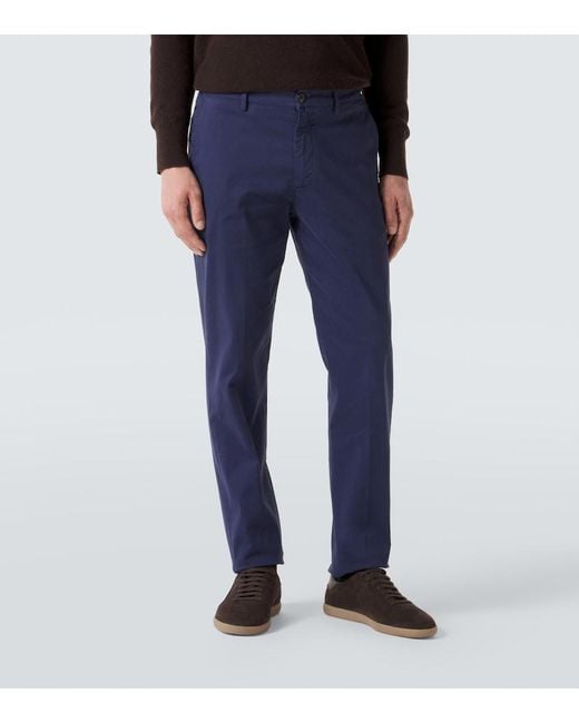 Eleventy Blue Cotton Straight Pants for men