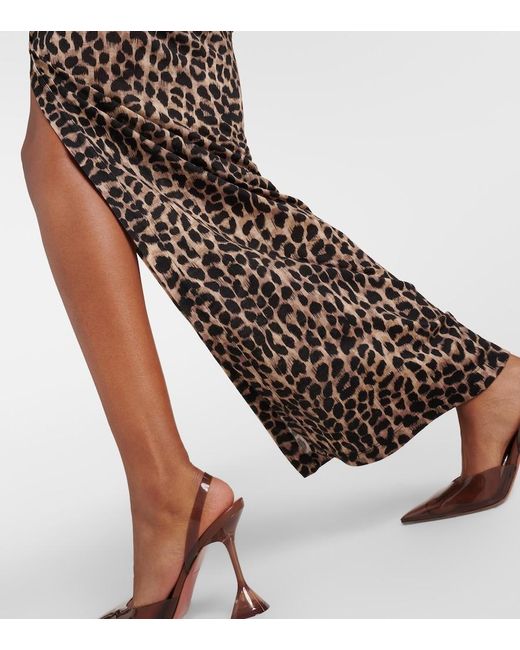 Blumarine Brown Leopard-Print Wool Jersey Maxi Dress