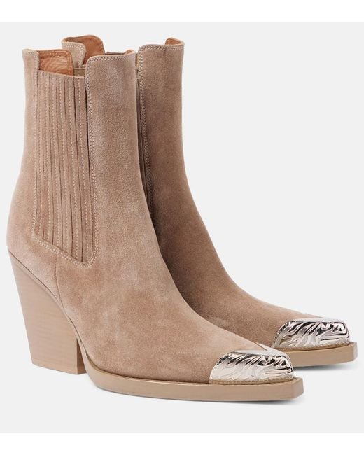 Paris Texas Brown Dallas 100 Embellished Suede Ankle Boots