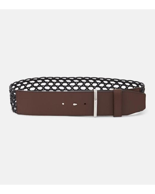 Max Mara Black Leather And Canvas Belt