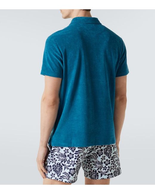 Vilebrequin Blue Cotton-Blend Terry Polo Shirt for men