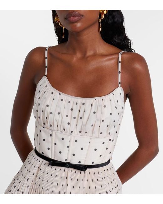 Zimmermann Natural Polka-Dot Tiered Midi Dress