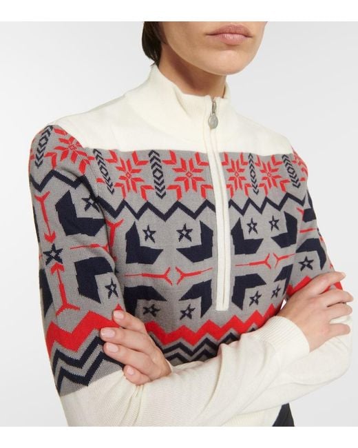 Perfect Moment Multicolor Nordic Intarsia Wool Half-Zip Sweater
