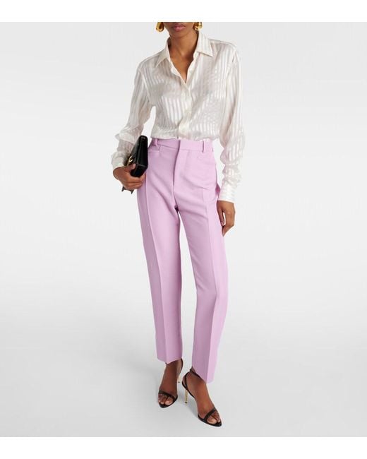 Tom Ford Pink Wool-Blend Slim Pants