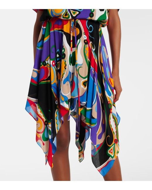 Emilio Pucci White Orchidee Asymmetric Minidress