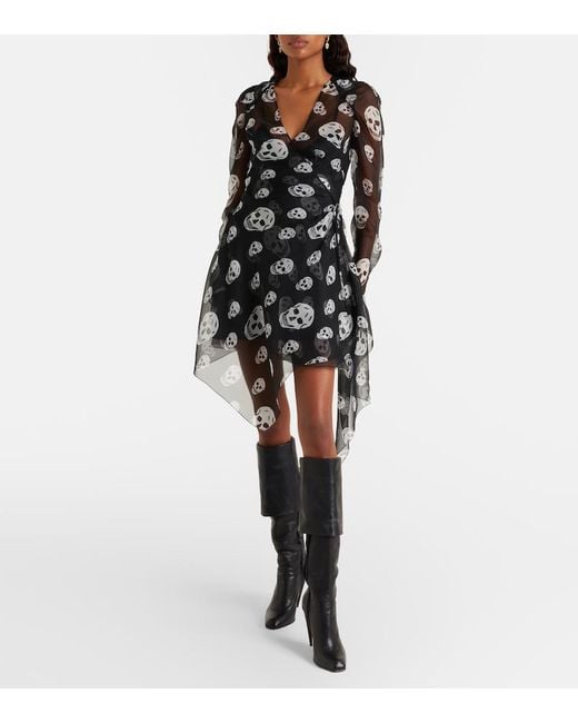 McQueen Black Horn Heel Leather Knee-High Boots