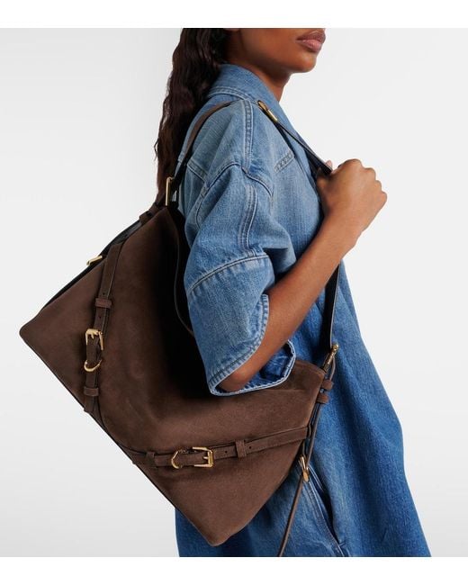 Givenchy Brown Voyou Medium Suede Shoulder Bag