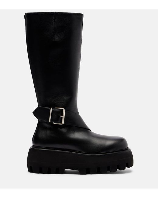 Alexander McQueen Black Leather Knee-High Boots