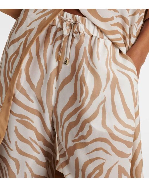 Max Mara Natural Flavia Silk Crepe Wide-leg Pants