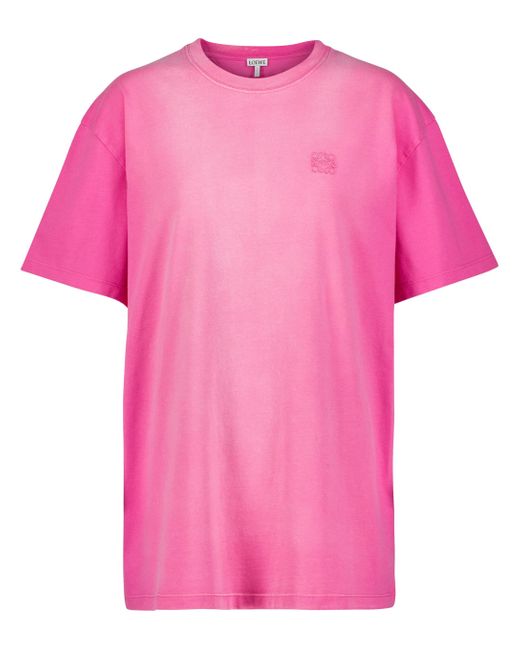 Loewe Pink Anagram Embroidered Jersey T-shirt