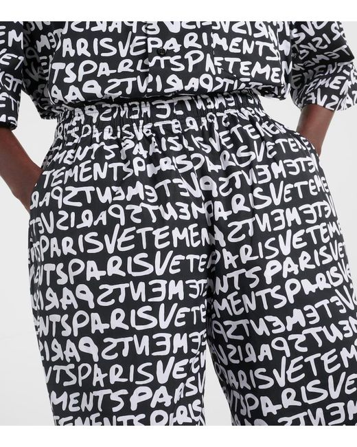 Vetements White Printed High-Rise Cotton Wide-Leg Pants