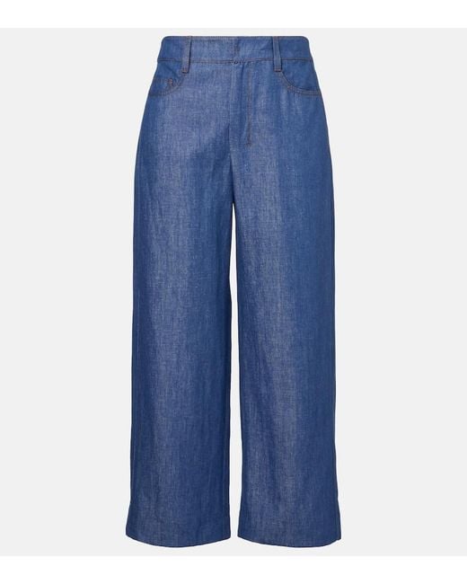 Max Mara Blue Weite Hose Dante Aus Twill