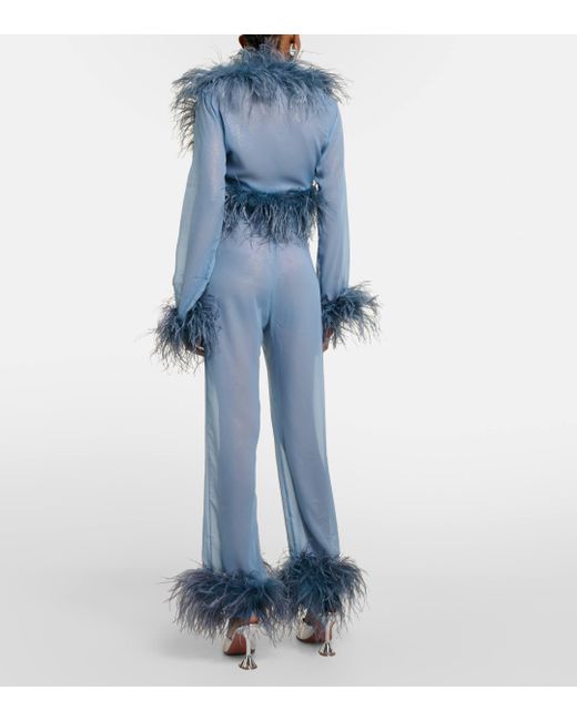 Pantalon ample Plumage a plumes Oseree en coloris Blue