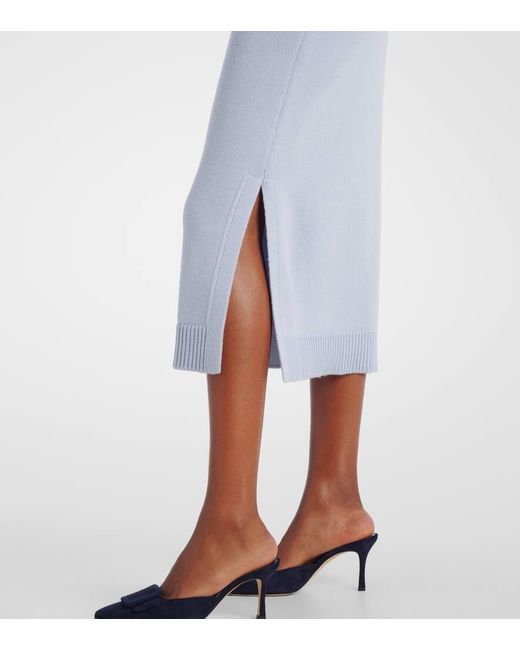 Jupe Crayon Midi En Laine Et Cachemire Carolina Herrera en coloris Blue