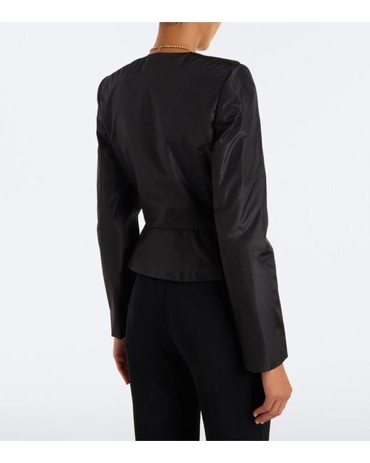 Valentino Black Plisse Silk Taffeta Blazer