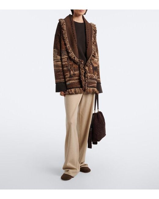 Alanui Brown Wild Wild Jacquard Wool-Blend Cardigan