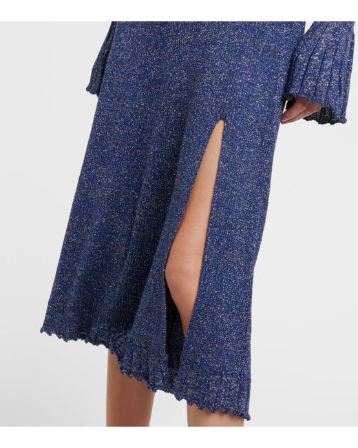 Proenza Schouler Blue White Label Lidia Metallic Knit Midi Skirt