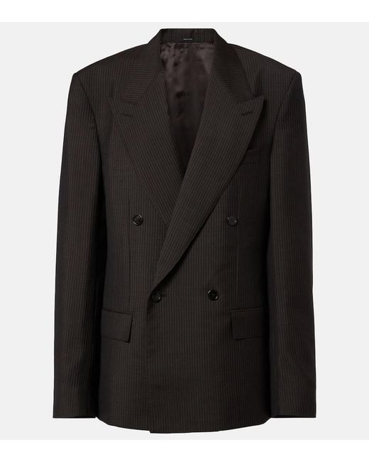 Gucci Black Pinstripe Wool And Mohair Blazer