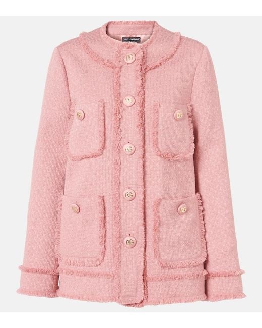 Dolce & Gabbana Pink Wool Blazer With Front Pockets