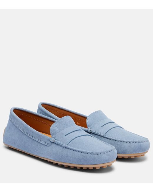 Tod's Blue Mokassins Gommino Aus Veloursleder