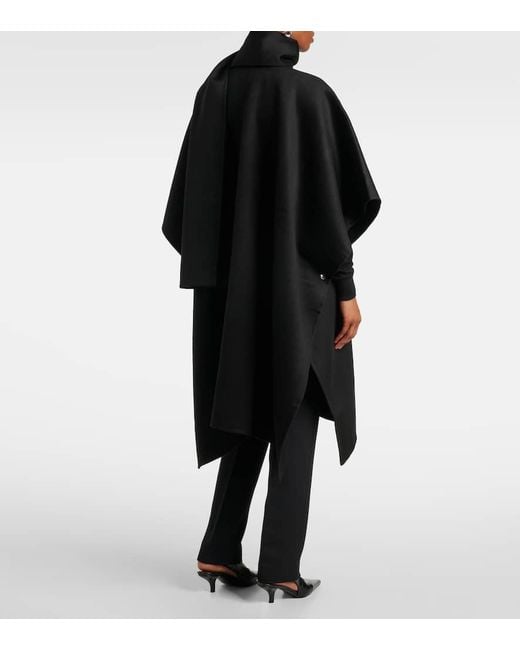 Totême  Black Double Scarf-Detail Wool Coat