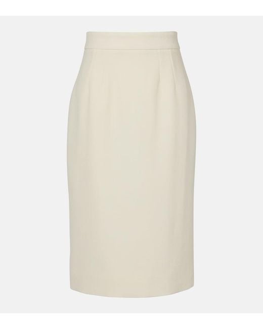 Dolce & Gabbana White Virgin Wool Pencil Skirt