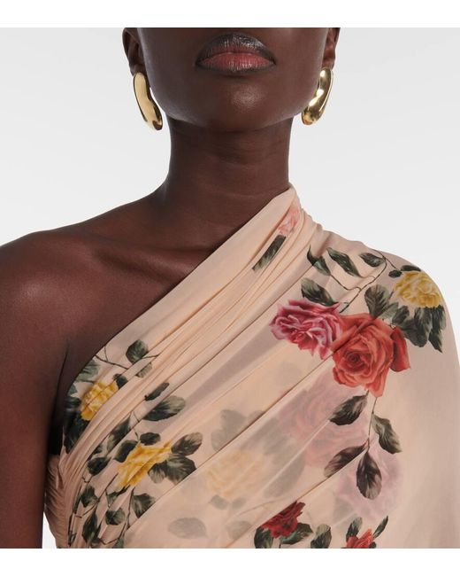 Robe Midi Asymetrique A Fleurs Magda Butrym en coloris Pink