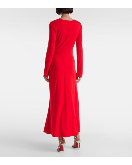 Jonathan Simkhai Red Ruched Ferrera Midi Dress