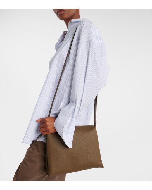 The Row Brown Nu Twin Small Leather Shoulder Bag