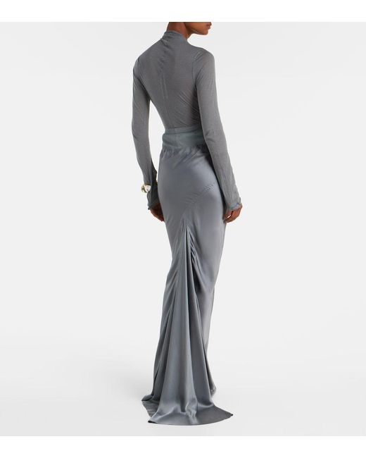 Rick Owens Gray Coda Satin Maxi Skirt