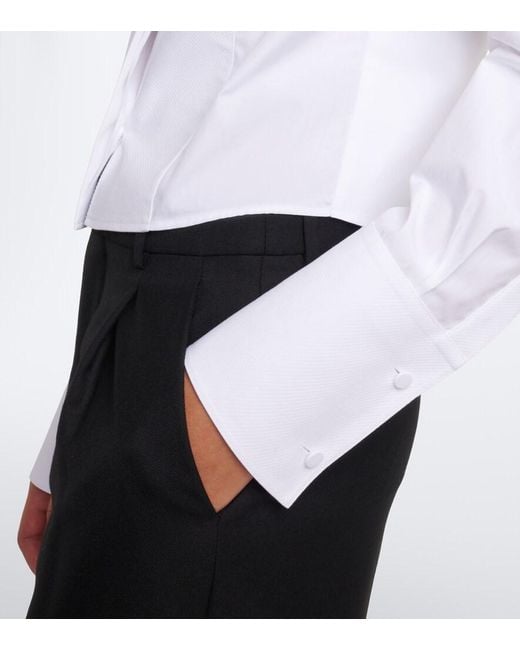 Tom Ford White Cropped Cotton Poplin Tuxedo Shirt