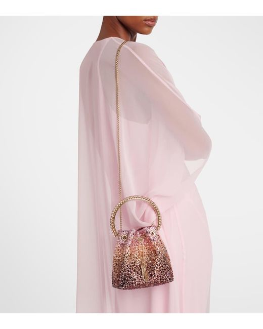 Jimmy Choo Pink Bon Bon Micro Embellished Bucket Bag