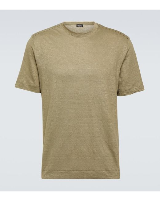 Zegna Green Linen Jersey T-shirt for men