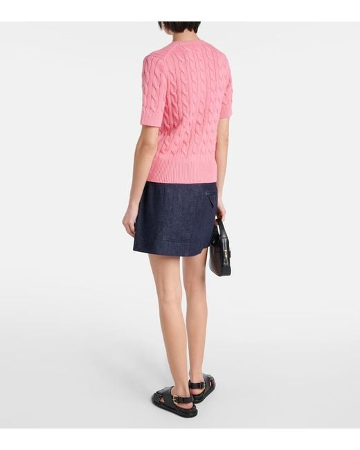 Cardigan en punto trenzado de algodon Polo Ralph Lauren de color Pink