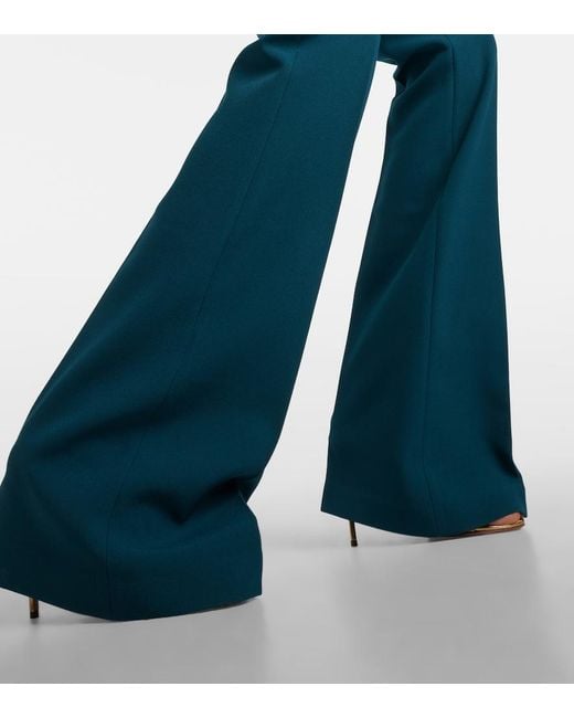 Safiyaa Blue Alexa High-Rise Crepe Flared Pants