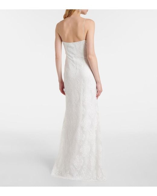 Self-Portrait White Strappy Floral Lace Gown