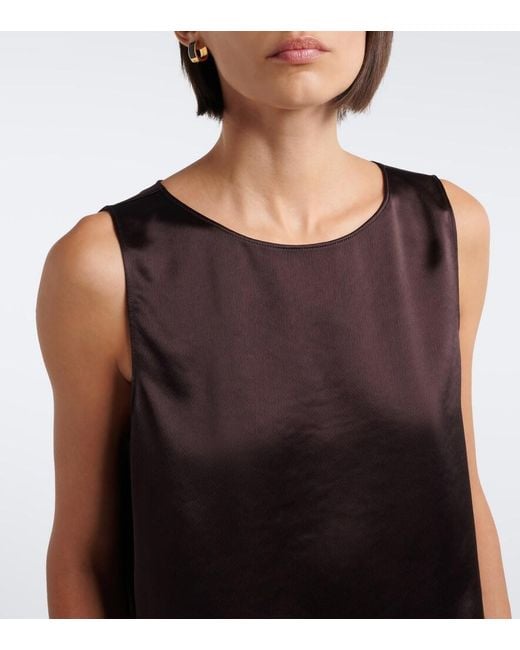 Leset Black Barb Lace-Trimmed Satin Crop Top