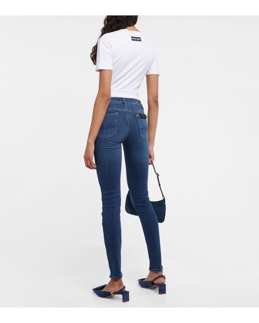7 For All Mankind Slim Illusion Luxe High-rise Skinny Jeans in Blue | Lyst