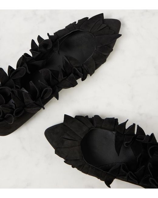 Alaïa Black Petal Suede Ballet Flats