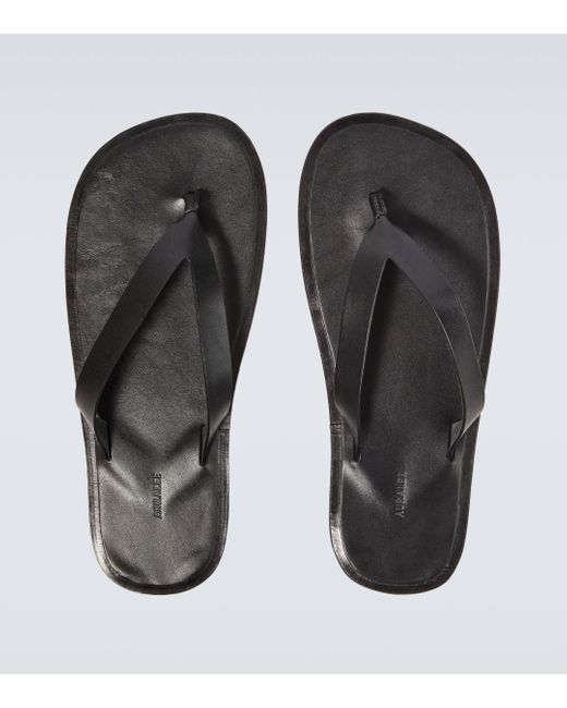Auralee Black Leather Thong Sandals for men