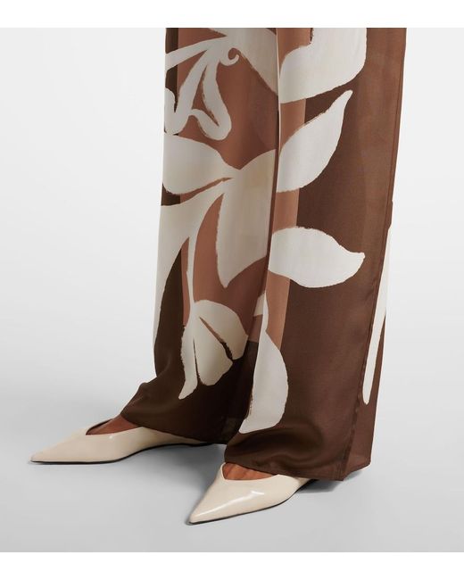 Sir Natural Portia Printed Silk Satin Wide-Leg Pants