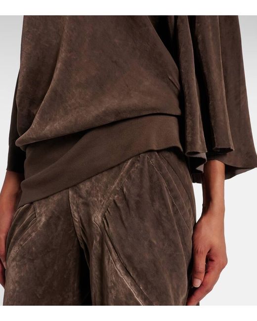 Rick Owens Brown Draped Crepe Top