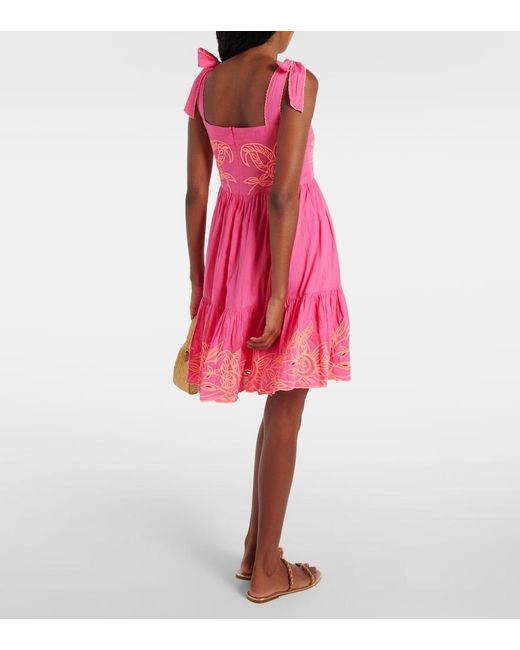Juliet Dunn Pink Colorblocked Cotton Minidress