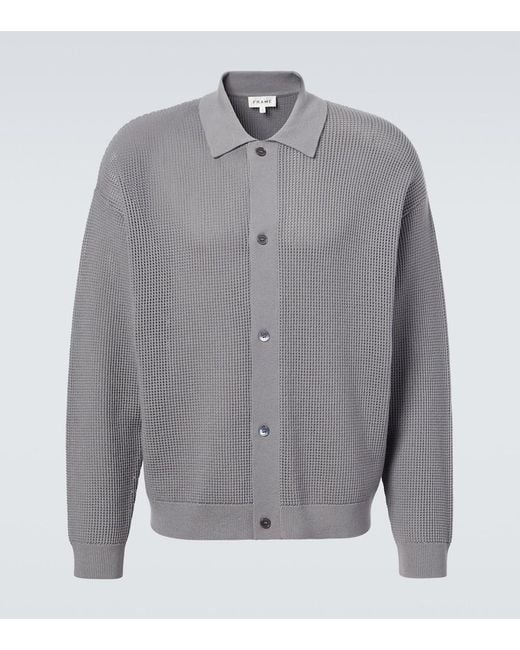 FRAME Gray Open-Knit Cardigan for men